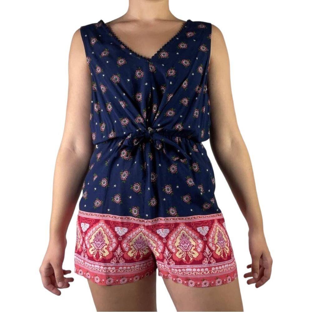 As U Wish Blue Red Bohemian Romper
